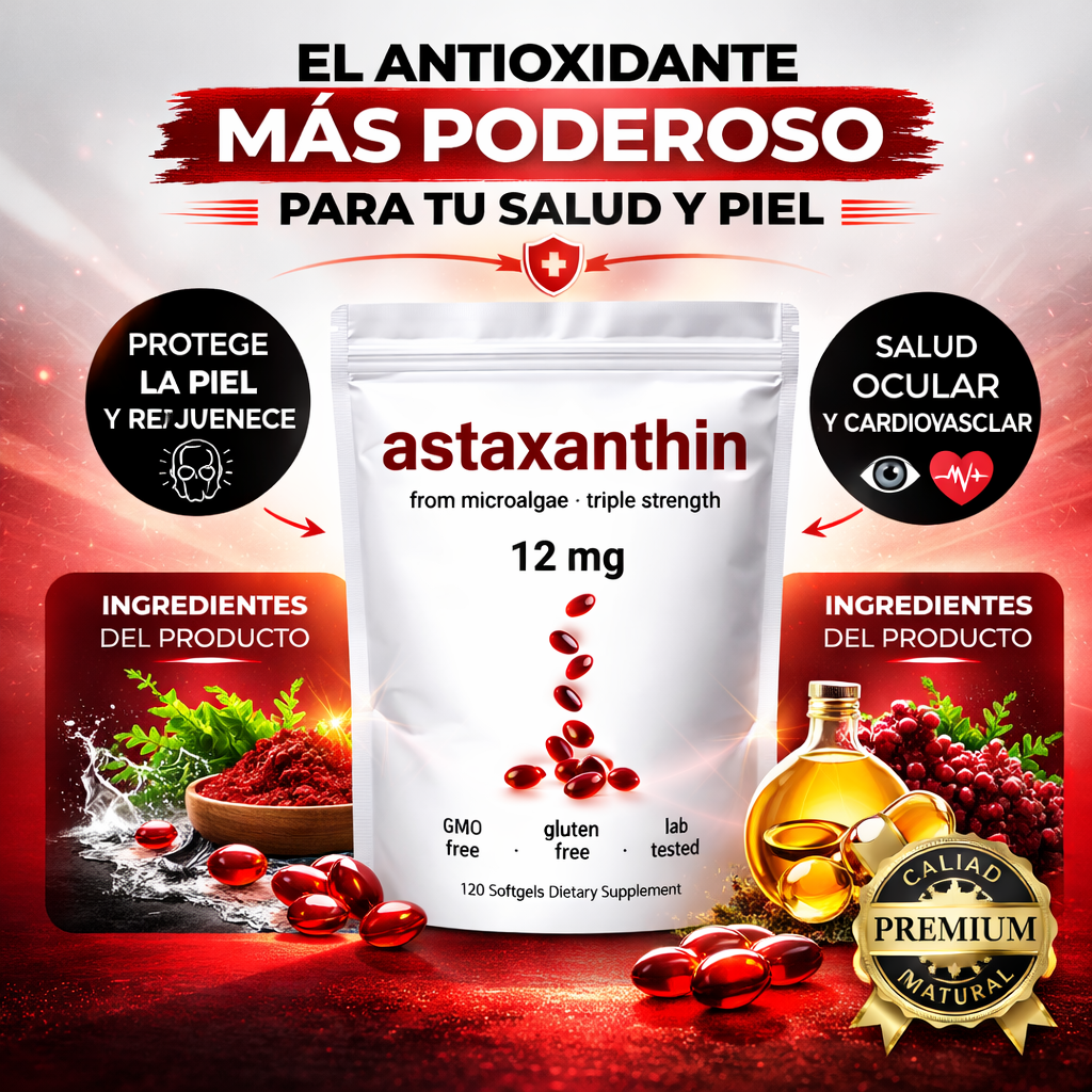 Astaxanthin 12 mg ❤️ | Activa tu bienestar desde adentro